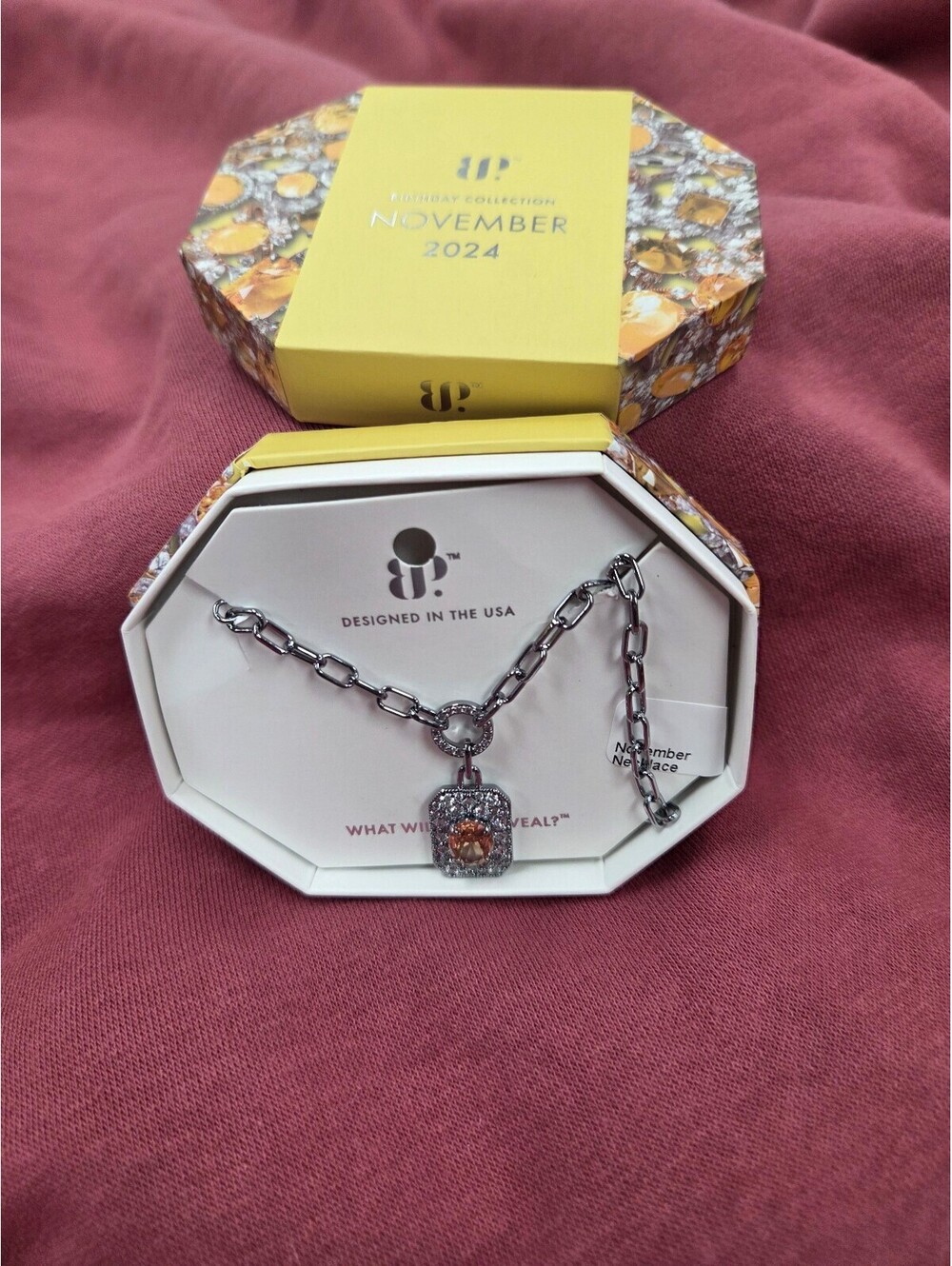 Bomb Party November 2024 Big Ambition Necklace with Lab Created Amber Topaz